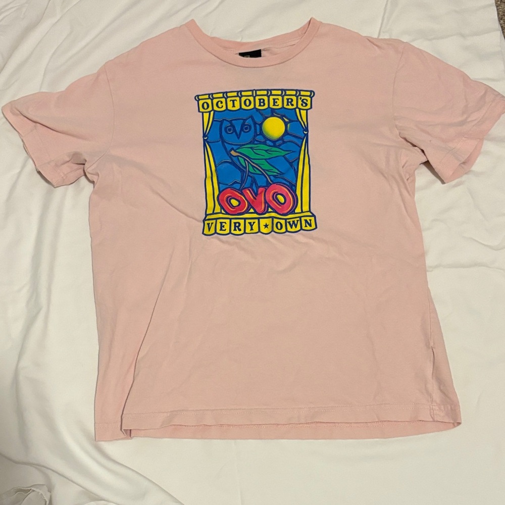 OVO Pink Short Sleeve Tee with Graphic Design